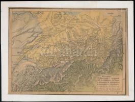Francia nyelvű Alpok térkép, Ch. Decaux, ragasztott szakadással, paszpartuban, 19x25,5 vm