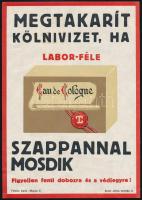 1930 Labor-féle szappan, reklámplakát, szép állapotban, 23×16 cm