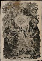 cca 1700 Szent Szív Nagyméretű vallási témájú rézmetszet / Large copper plate engraving s: Klauser 26x40 cm