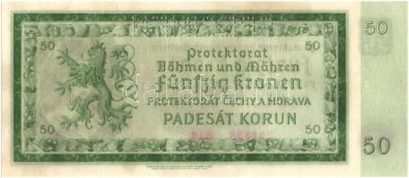 Német Harmadik Birodalom / Cseh-Morva Protektorátus 1940. 50K  "SPECIMEN (MINTA)" perforác...