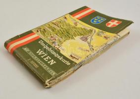 1966 Umgebungskarte Wien, Bécs és környéke térképe, 1:50000, hajtás mentén kis sérülésekkel