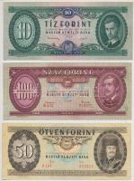 6db-os forint bankjegy tétel, benne 1949. 10Ft, 1962. 100Ft, 1969-1990. 500Ft (3xklf), 1983. 50Ft T:III