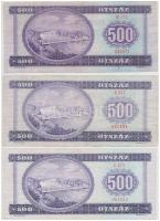 6db-os forint bankjegy tétel, benne 1949. 10Ft, 1962. 100Ft, 1969-1990. 500Ft (3xklf), 1983. 50Ft T:...