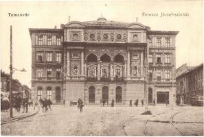 Temesvár, Timisoara; Ferencz József színház, villamos / theater, tram