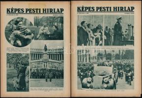 1938 Képes Pesti Hírlap 4 száma LX. évf. 82-84.,87. sz., 1938. máj. 5-7., 12. Benne számos érdekes fotóval, részben Hitlerről, és Mussolini-ről.