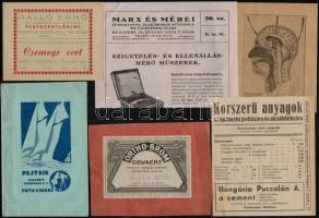 cca 1920-1940 Vegyes papírrégiség tétel, benne 1940-es naptárral, 1942.-es Nemzetközi (háborús) vásá...
