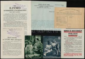 cca 1920-1940 Vegyes papírrégiség tétel, benne 1940-es naptárral, 1942.-es Nemzetközi (háborús) vásá...