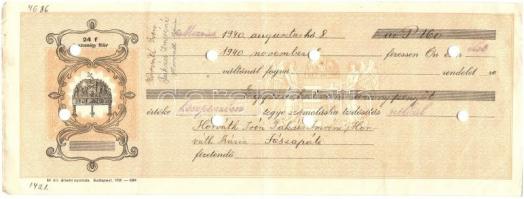 Mezőtúr 1936-1940 12db váltó, 1db kivételével mind kitöltött és lyukasztással érvénytelenített T:III