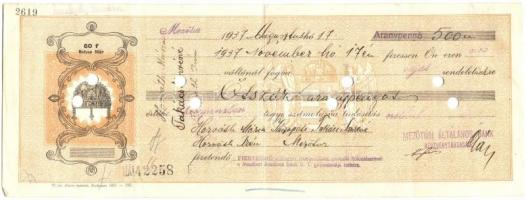 Mezőtúr 1936-1940 12db váltó, 1db kivételével mind kitöltött és lyukasztással érvénytelenített T:III