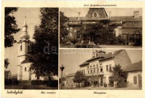 Székelyhíd, Sacueni; Református templom, Gróf Studenberg kastély, Községháza / Calvinist church, castle, town hall (ragasztónyom / glue mark)