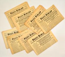 1938-1941 Pesti Hírlap 8 száma. Benne a kor, a II. világháborúra vonatkozó hírekkel. Változó, nagyrészt szakadozott állapotban, 3 szám töredékes, hiányos.