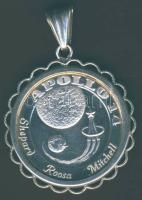 Modern "Apollo 14" emlékérem ezüst keretben medálként T:exPP