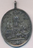 Ausztria DN "Szent Lipót / Ágnes" jelzetlen Ag? érem füllel, szalag nélkül (7,1g/29x35mm) ...