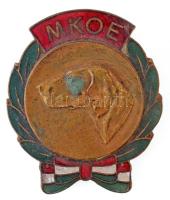 DN MKOE (Magyar Kutyatenyésztők Országos Egyesülete) zománcozott fém jelvény (40x47mm) T:2 patina