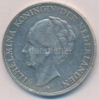 Hollandia 1929. 2 1/2G Ag I. Vilma T:2  Netherlands 1929. 2 1/2 Gulden Ag Wilhelmina I C:XF Krause KM#161.1