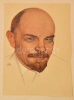 Lenin portré, nyomat mappában, 33×24 cm