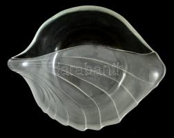 Dekoratív üveg kínáló, 15×18,5×4,5 cm + fém szószos kiöntő, 21,5×9×9,5 cm