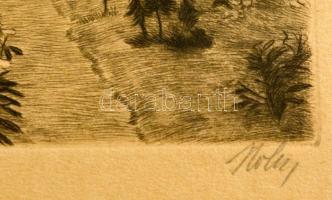 Olvashatatlan jelzéssel: Szélmalom. Rézkarc, papír, fa keretben, 18×12 cm