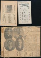 cca 1930 Kínai iskolai értesítő, gyászjelentés, ima, napilap, gyakorlatok / Chinese prints and writi...