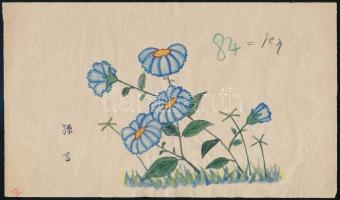 cca 1930 Kínai iskolai értesítő, gyászjelentés, ima, napilap, gyakorlatok / Chinese prints and writi...