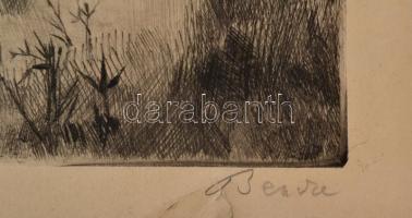 Bencze László (1907-1992): Alföld, rézkarc, papír, jelzett, 22,5×33,5 cm