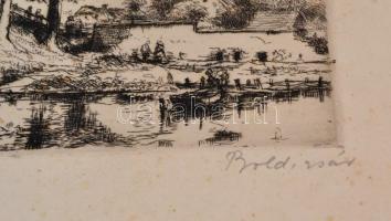 Boldizsár István (1897-1984): Híd, rézkarc, papír, jelzett, 19×27,5 cm
