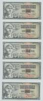 Jugoszlávia 1978. 1000D (10x) sorszámkövetők, valamint mindegyiken nyomdahiba "GUVERNE" T:...