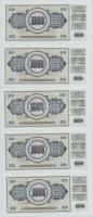 Jugoszlávia 1978. 1000D (10x) sorszámkövetők, valamint mindegyiken nyomdahiba "GUVERNE" T:...