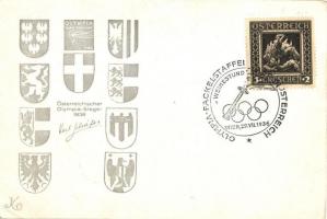 1936 Olympischer Fackellauf in Österreich, Wien / Olympic torch relay in Vienna, Austria. So. Stpl. ...