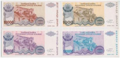 Horvátország / Krajna Szerb Köztársaság 1993. 100.000D + 500.000D + 10.000.000.000D + 50.000.000.000...