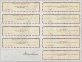 1989. "Dunabank Rt." részvénye 10.000Ft-ról, bélyegzéssekkel, szelvényekkel T:II