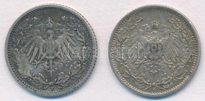 Német Birodalom 1906F 1/2M Ag + 1917A 1/2M Ag T:2,2-
German Empire 1906F 1/2 Mark Ag + 1917A 1/2 Ma...
