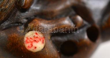 Fekvő ló (netsuke), faragott rózsafa, jelzett (olvashatatlan), hibátlan, h:4 cm, m: 3,5 cm