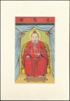 cca 1911 Tai-yang-king, a kínai napisten, színezett litográfia, modern paszpartuban, körbevágott, 19x12 cm