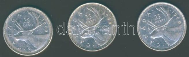 Kanada 1965. 25c Ag + 1968. 25c Ag (2x) T:2,2-
