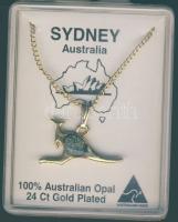 Kenguru alakú függő lánccal, ausztrál opállal, 24K Au bevonattal, eredeti ajándékdobozban!