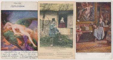 35 db RÉGI művészlap / 35 pre-1945 art motive postcards