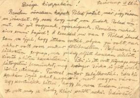 1942 Weinberger Istvánné levele férjének Weinberger István zsidó KMSZ-nek (közérdekű munkaszolgálato...