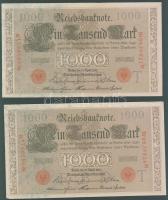 Német Birodalom/Császárság 1910. 1000M (3x) kevés ugrású sorszámmal T:II+ Csak egyszer hajtva!