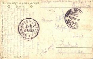 1917 Búcsúkártya a Veres Kereszt javára / WWI K.u.K. military art postcard, litho + "TÁBORI POS...