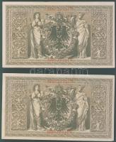 Német Birodalom/Császárság 1910. 1000M (3x) kevés ugrású sorszámmal T:II+ Csak egyszer hajtva!