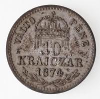 1874KB 10kr Ag Ferenc József T:1- kis patina Hungary 1874KB 10 Krajcár Ag Franz Joseph C:AU small patina Adamo M10.1