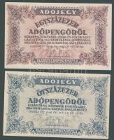 1946. 100.000AP + 500.000AP fehér papíron, v.j. nélkül T:II+ Csak egyszer hajtva, törve nem!