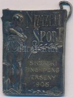 1906. Nemzeti Sport - Siófoki Ping-Pong Verseny 1906. jelzett Ag emlékérem füllel (13,64g/24x32mm) T:2 egyik fül letört