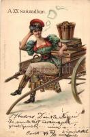 1899 A XX. században / In the 20th century (in the future), chauffeur lady smoking. E. A. Schwerdtfeger & Co. No. 3223. litho