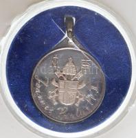 1991. "II. János Pál pápa Magyarországon" Ag emlékérem füllel, előlapján két rubin, eredet...