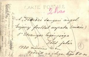 1930 Algéria, A Földközi-tengeri angol hajóraj labdarúgó (foci) csapata (csíkos) 1:0-ra kapott ki a ...