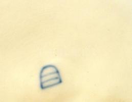 Antik virágmintás bonbonier, kézzel festett, jelzett, kopásnyomokkal, d: 18 cm