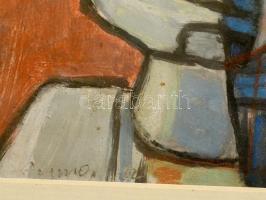 Papp Oszkár (1925-2011): Fej. Vegyes technika, papír, üvegezett keretben, 20×14 cm