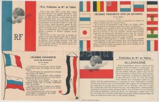 Célebre Prophétie - 6 db francia nyelvű első világháborús propagandalap / 6 French language WWI propaganda cards